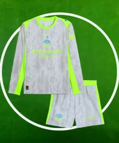 Camiseta Manchester City Tercera Equipación Niños 2025/2026 Manga Larga