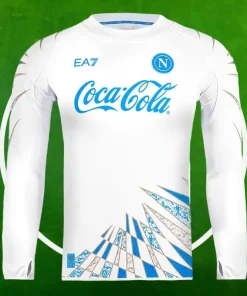Camiseta Pre-Partido SSC Napoli Hombre 2025/2026 Blanco Manga Larga